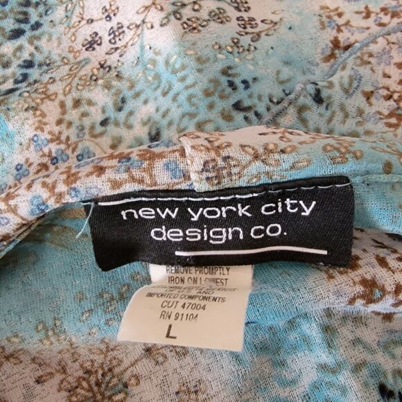 New York Design Company Teal Ruffled Long Sleeve Sheer Blouse in Size Large - Picture 4 of 4